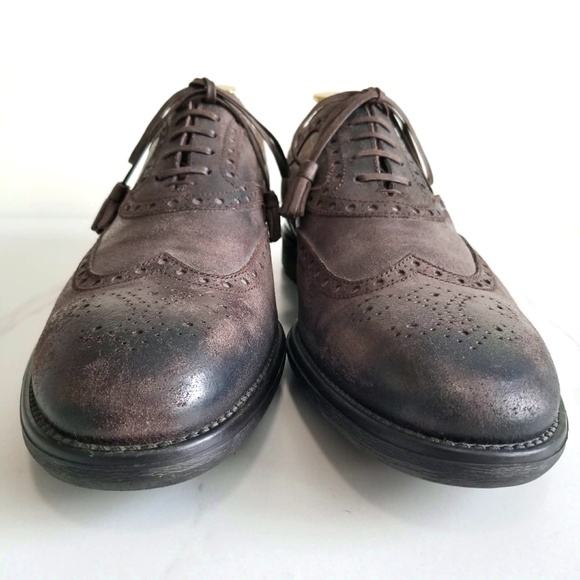 Dolce & Gabbana Men\'s Oxfords Lace Up Wingtip Shoes Brown Distressed Leather main image 8